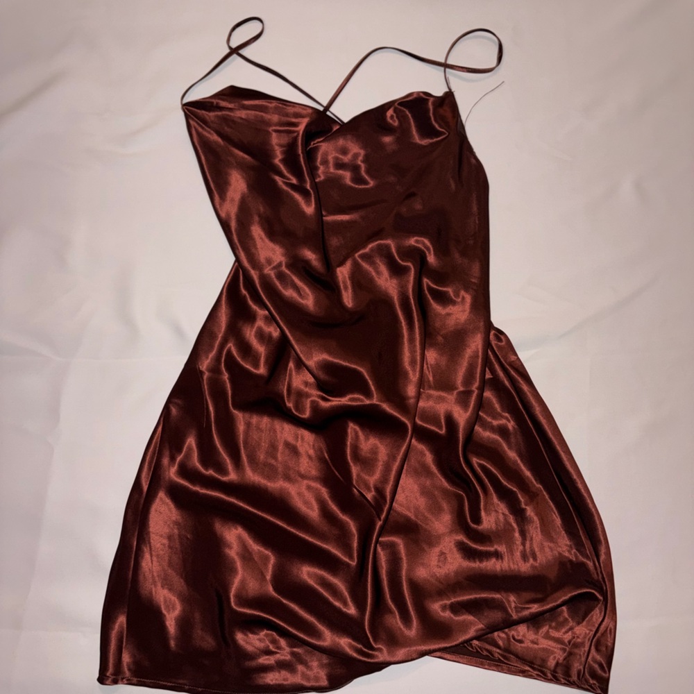 H&M brown silky dress